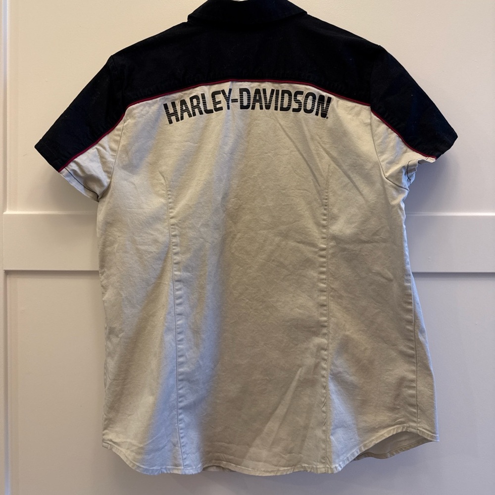 Harley-Davidson Women’s Size Large Full Zip Shirt | Cap Sleeve Moto‎ Top